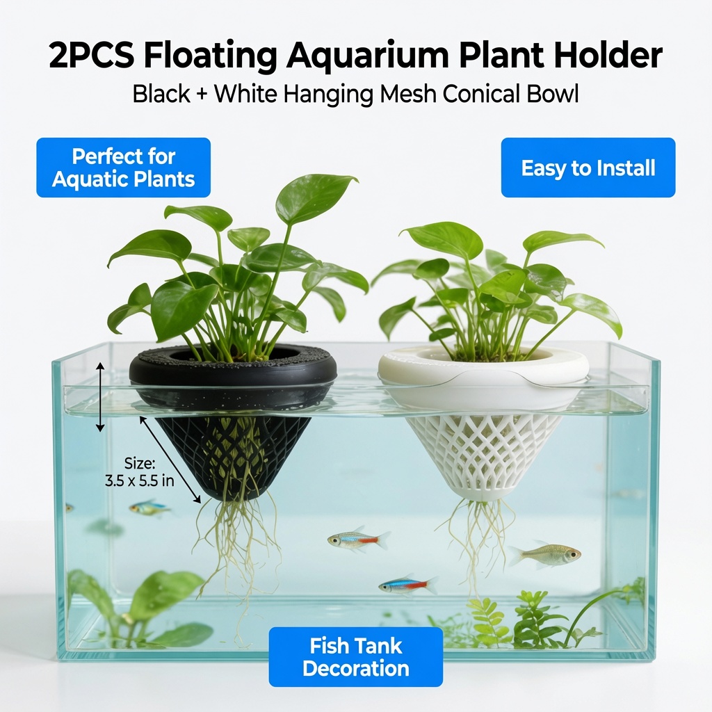 2PCS Floating Aquarium Plant H - Plant Aquarium Pot recension och pris